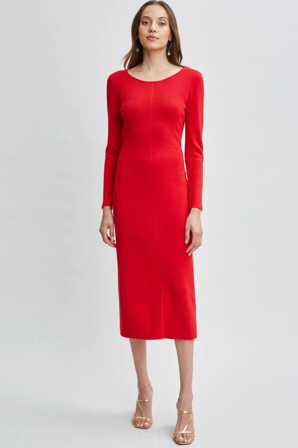Elie Tahari Dresses & Jumpsuits-Wool Draped Chain Sweater Dress